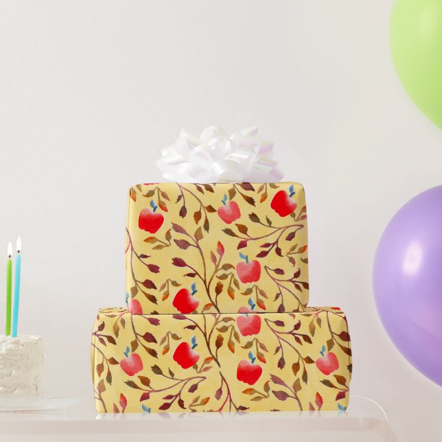 Apple Orchard red Wrapping Paper (Party Gifts)