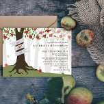 Apple Orchard Rustic Wedding Invitation<br><div class="desc">A fall wedding invitation featuring an illustration of apple tree.  Trunk wrapped with banner can be customised with bride & groom's names. Wording is from bride and groom together with their families.</div>