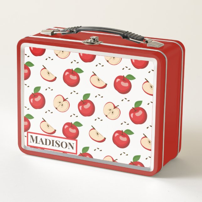 Apple Pattern Metal Lunch Box (Front)