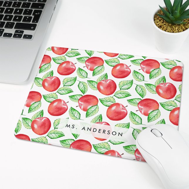 Apple Pattern Personalised Teacher Mouse Mat (Creator Uploaded)