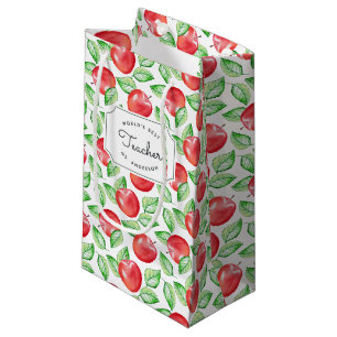 Apple Pattern Personalised Teacher Small Gift Bag