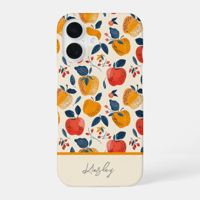 Apple Pattern with custom Name   iPhone 16 Case (Back)