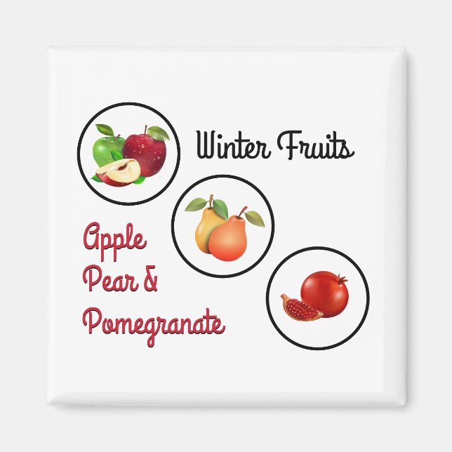 Apple, Pear & Pomegranate Artwork Magnet (Front)