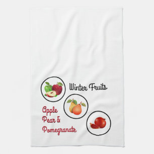 Apple, Pear & Pomegranate Design Tea Towel