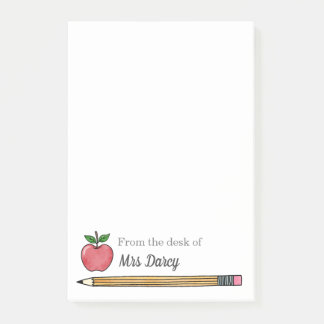 Apple Pencil Personalised Teacher Post-it Notes
