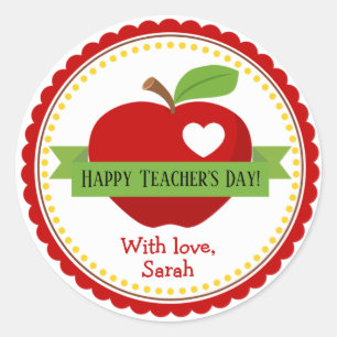 Apple Personalised Teacher Favour Gift Classic Round Sticker