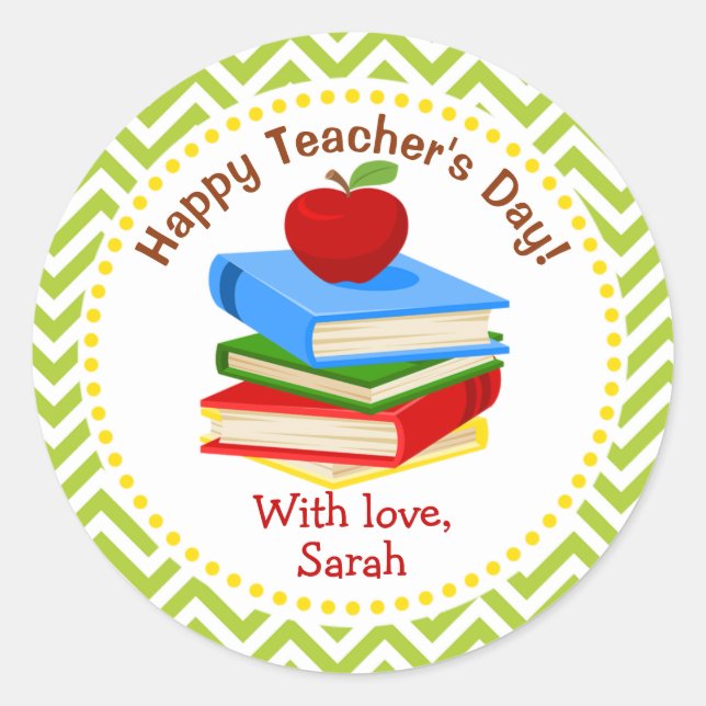 Apple Personalised Teacher Gifts Classic Round Sticker (Front)