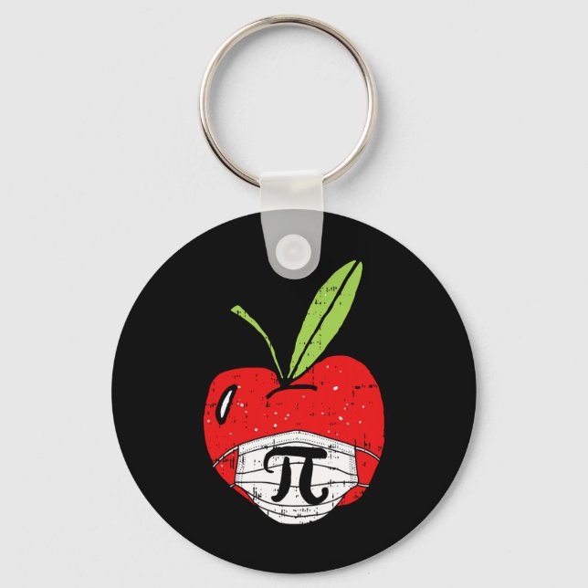 Apple Pi-day Cute Face Mask Teacher Student Quaran Key Ring (Front)