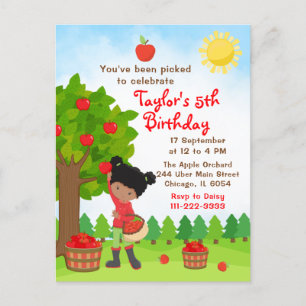 Apple Picking Birthday African American Girl Postc Postcard