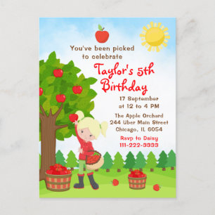 Apple Picking Birthday Blonde Hair Girl Postcard