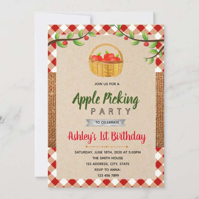 Apple picking party invitation (Front)