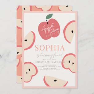 Apple Picking Party Pink Girl Birthday Invitation
