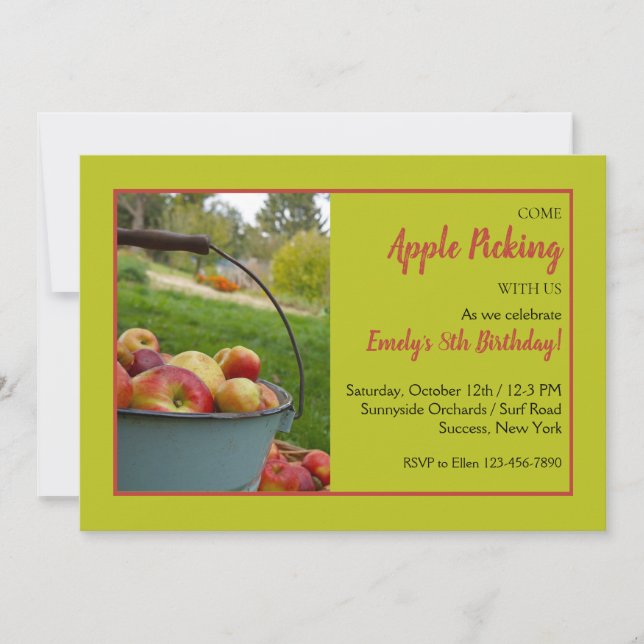Apple Picking Time Invitation (Front)