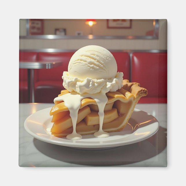 Apple Pie and Vanilla Ice Cream at Diner Magnet (Front)