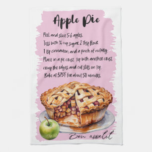Apple Pie Baking Recipe Tea Towel