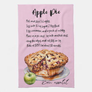 Apple Pie Baking Recipe Tea Towel