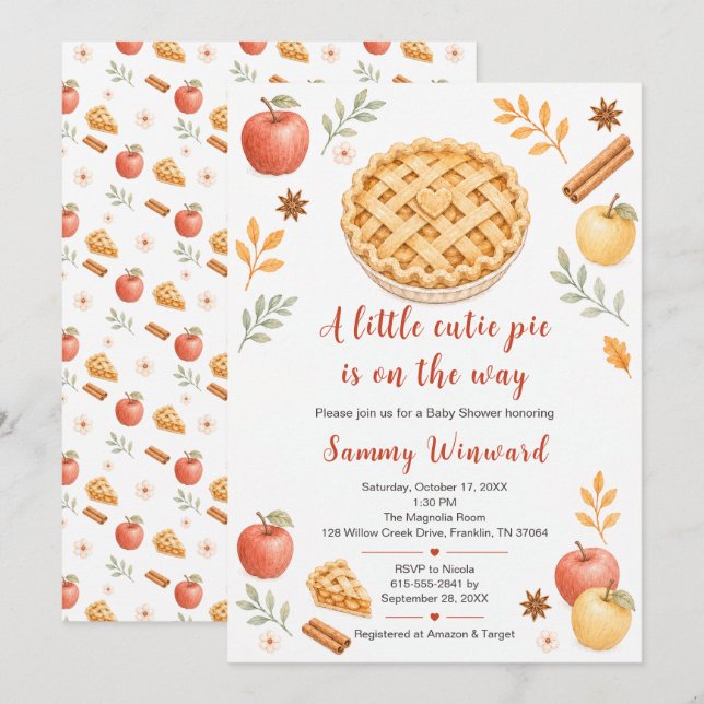Apple Pie Fall Baby Shower Invitation (Front/Back)
