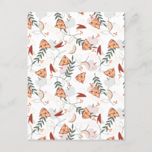 Apple Pie Floral Pattern White Postcard