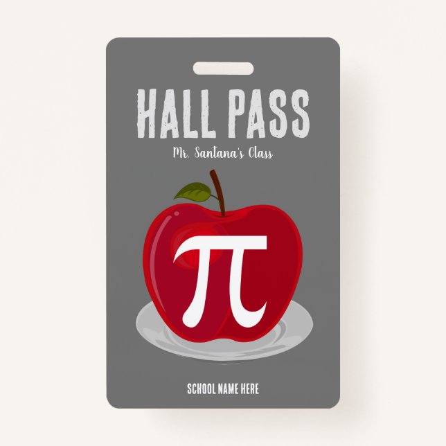 Apple Pie Hall Pass Badge ID Badge (Front)