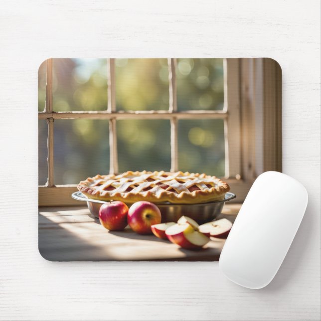 Apple Pie In Farmhouse Window Mouse Mat (With Mouse)