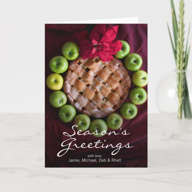 Apple pie made to look like Christmas wreath Holiday Card (Front)