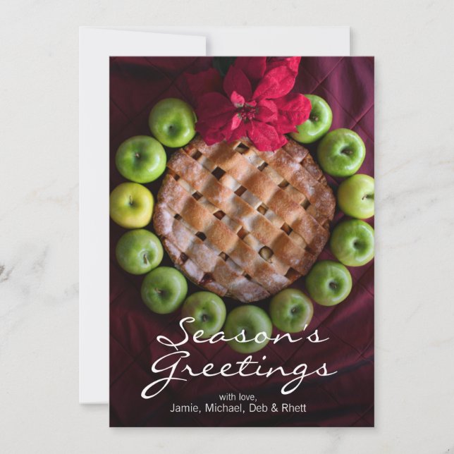 Apple pie made to look like Christmas wreath Holiday Card (Front)