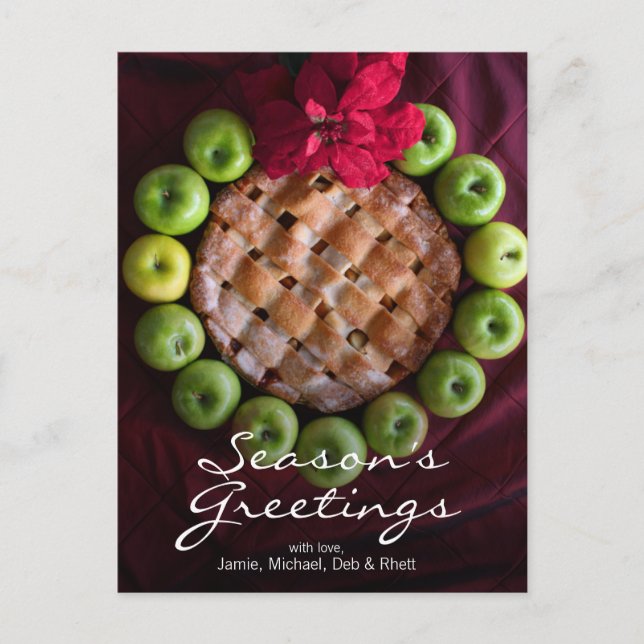 Apple pie made to look like Christmas wreath Holiday Postcard (Front)