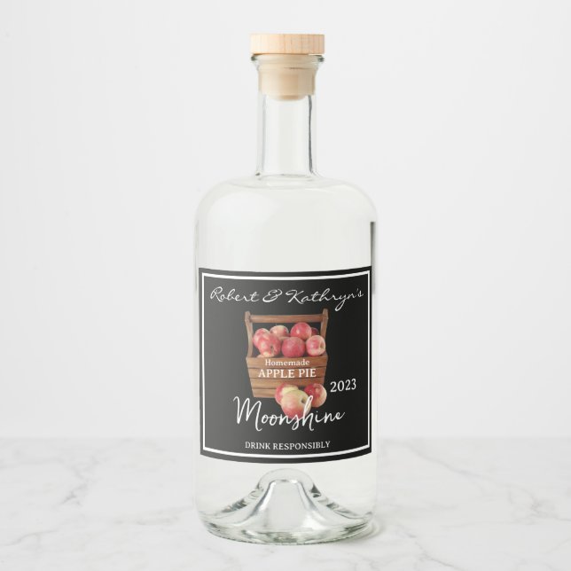 Apple Pie Moonshine Personalised Liquor Bottle Label (Front)