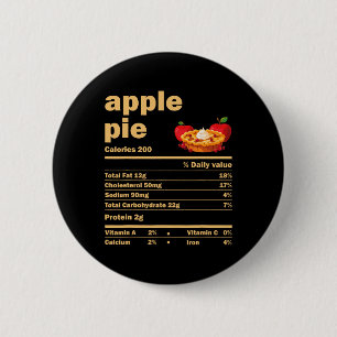 Apple Pie Nutrition Facts Fun Thanksgiving Christm 6 Cm Round Badge