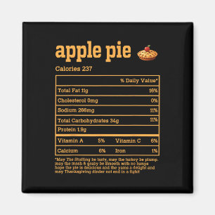 Apple Pie Nutrition Facts Thanksgiving Food Men Wo Magnet