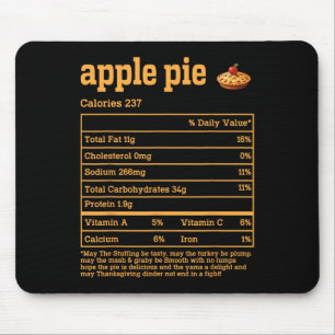 Apple Pie Nutrition Facts Thanksgiving Food Men Wo Mouse Mat
