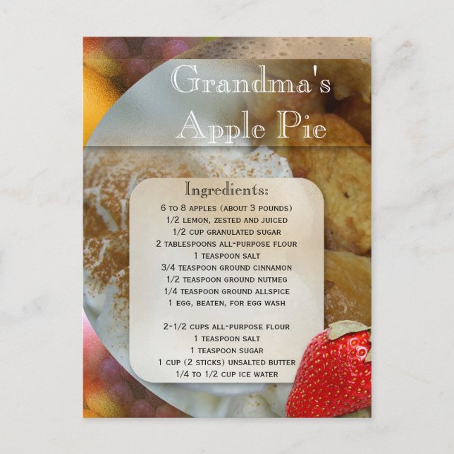 Apple Pie or Dessert Recipe Postcard (Front)