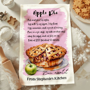 Apple Pie Recipe Personalised Tea Towel