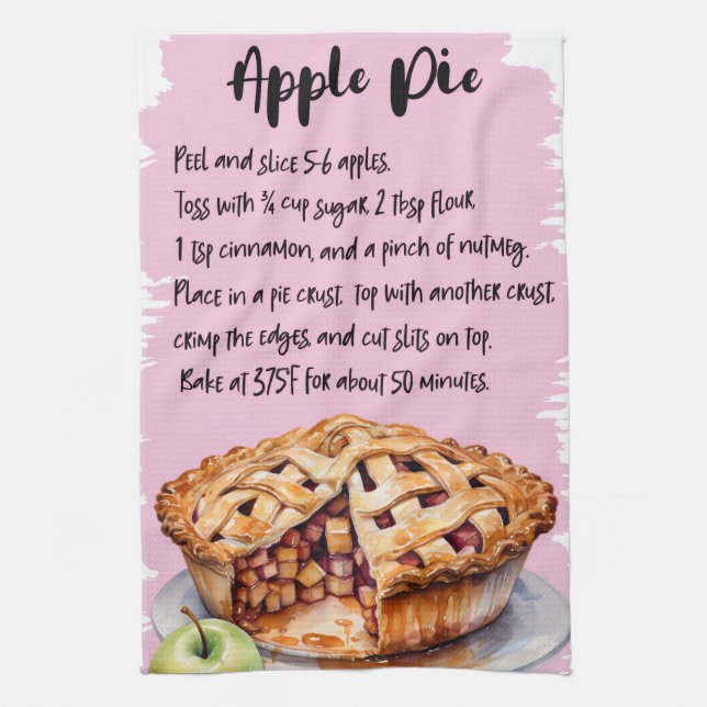Apple Pie Recipe Tea Towel (Vertical)