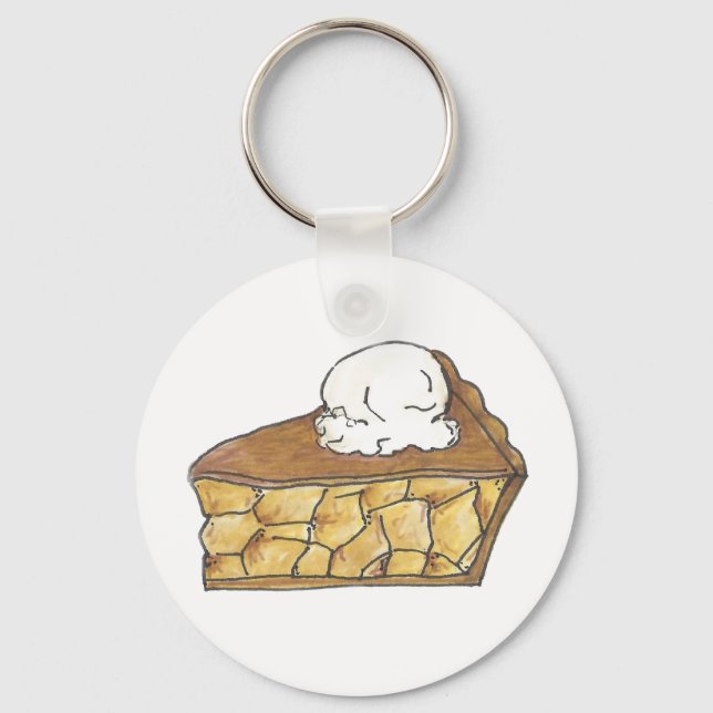 Apple Pie Slice a la Mode Ice Cream Dessert Baking Key Ring (Front)