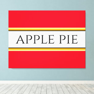 APPLE PIE Sweet Bright Red White Yellow Stripes Canvas Print