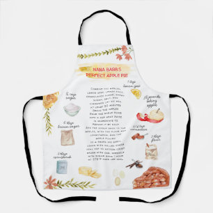 Apple Pie Watercolor Recipe Heirloom Apron