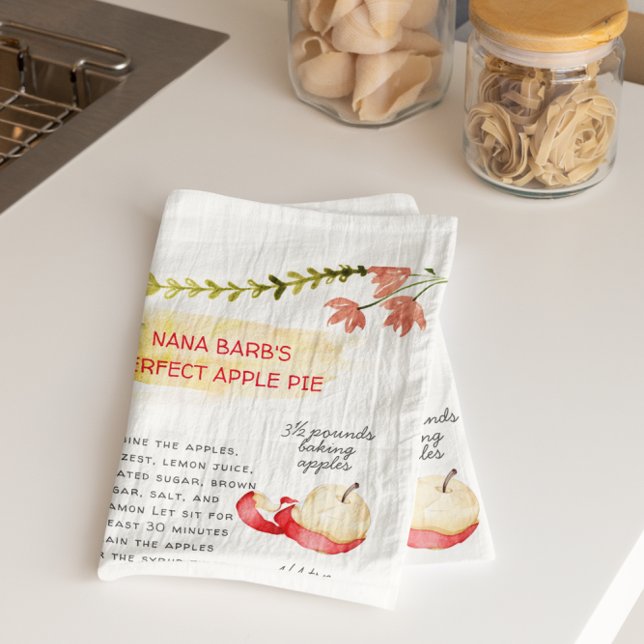 Apple Pie Watercolor Recipe Heirloom Tea Towels (Creator Uploaded)
