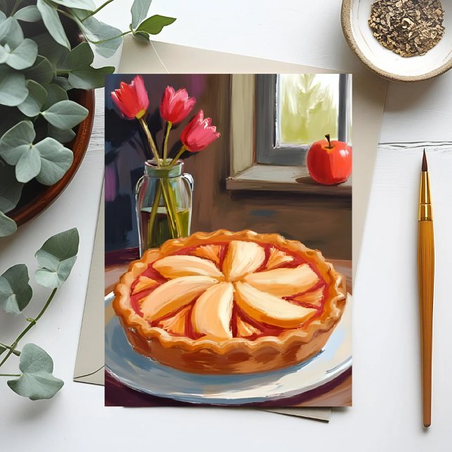 Apple Pie Watercolor Thanksgiving Holiday Postcard (Creator Uploaded)