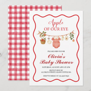 Apple Pink Bow preppy Coquette Baby Shower Invitation