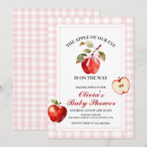 Apple Pink Bow preppy Coquette Baby Shower