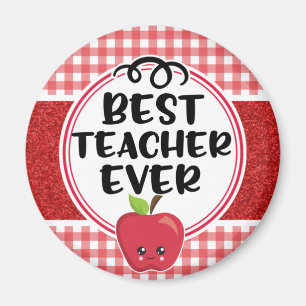 Apple Plaid Teacher Appreciation Best Teacher Ever Magnet