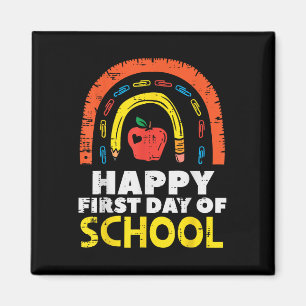 Apple Rainbow Happy First Day Of School Cute Teach Magnet