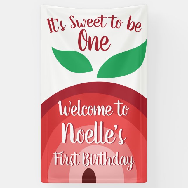 Apple Rainbow, Sweet to be One, 1st Birthday  Banner (Vertical)