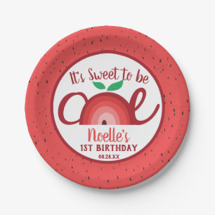 Apple Rainbow, Sweet to be One, 1st Birthday Paper Plate