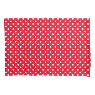 Apple red and green polka dots pattern reversible pillowcase