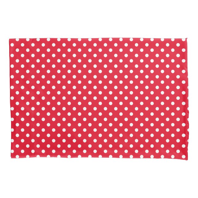 Apple red and green polka dots pattern reversible pillowcase (Front)