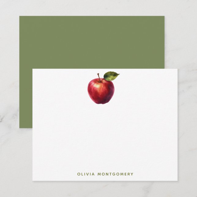 Apple Red and Green Teacher Personal Card (Front/Back)