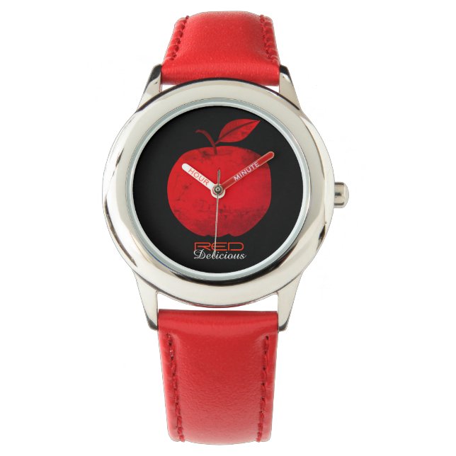 Apple Red Delicious Black Cool Watch (Front)