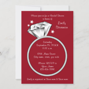Apple red Diamond ring Bridal Shower Invitation